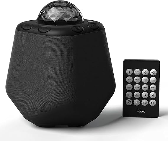 i-box Galaxy Projector, Bluetooth Speaker, Star Projector 6W Stereo Speakers, 15 Lighting Modes, Sleep Timer, RGB Light Display, 45° Tiltable with Wide Angle 120°, Remote Control