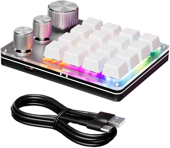 One-handed Keypad Macro Programmable 16 Keys 3 Knobs USB C Mechanical Keyboard
