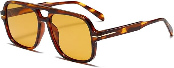 Retro 70s Sunglasses Womens Mens 70s Tinted Orange Lens Sun Glasses Ladies Pilot Oversized Vintage Shades for UV400 Protection