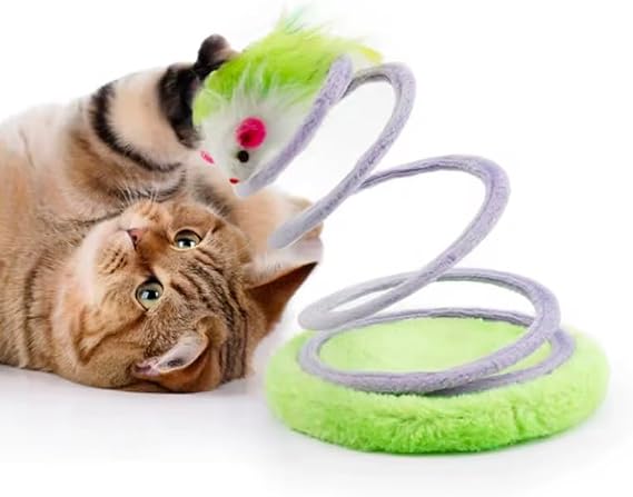 EMEY Yaylı Peluş Fare Şekilli Kedi Oyuncağı,Fare Etkileşimli Oyuncak, Katlanabilir Yüksek Elastikiyet Sabit Ayakta Duran Etkileşimli Yaylı Oyuncak