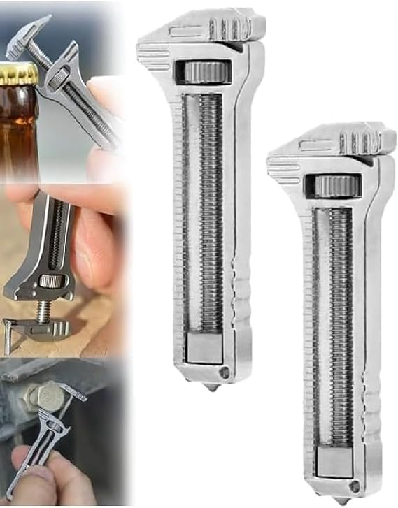 Mini Wrench Multitool,Pocket Multitool Mini Wrench,Compact Titanium Multitool,Mini Alloy Multi-Tool,Can and Bottle Opener for Everyday Prep for Backpacking, Camping, and Hiking
