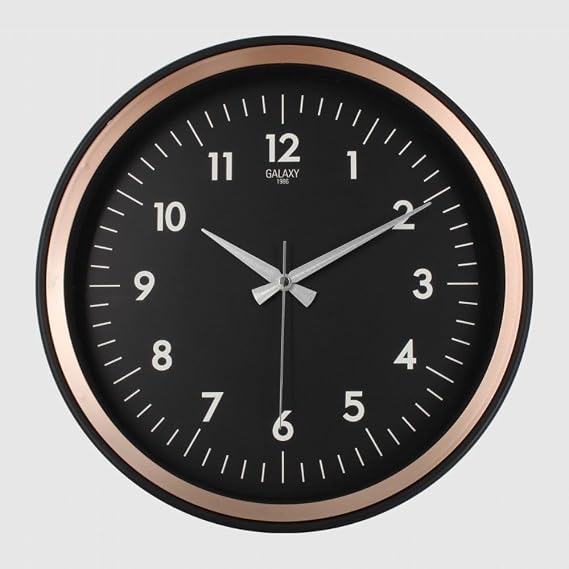 Galaxy Premium Serisi Klasik Tasarım Sessiz Mekanizma Latin Rakamlı 35 cm Duvar Saati Siyah