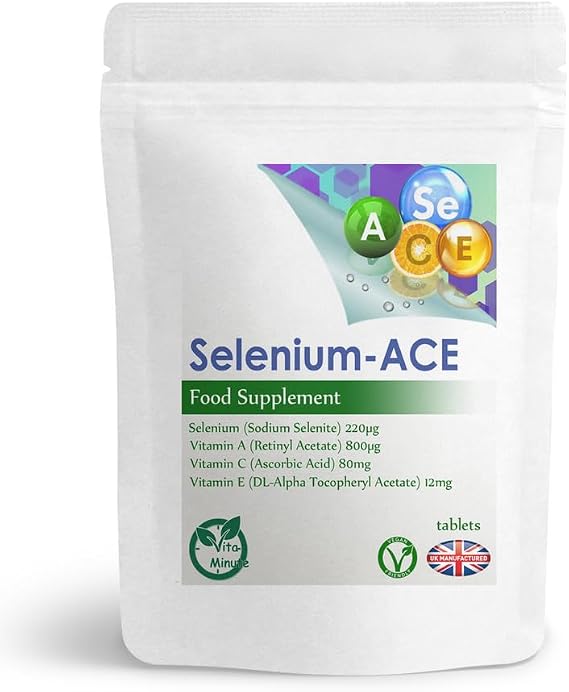 Selenium 220mcg and Vitamins A, C & E Tablets, Immune Support (Pack of 180)