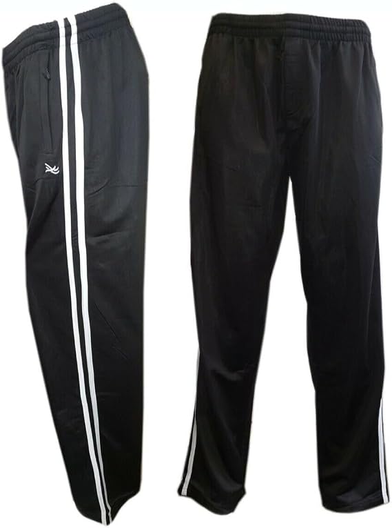 Mens Elasticated Tracksuit Trackie Bottoms Silky Joggers Jogging Gym Sports Running Striped Comfy Pants Trousers S-6XL