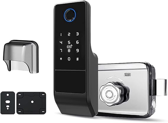 Waterproof Tuya WiFi Door Lock Digital Password Double Fingerprint Electronic Rim Lock for Outdoor Iron Gate Door