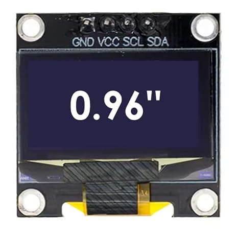 OLED Display Module, 0.96 Inch, 128x64 LCD, SSD1306 I2C IIC SPI Serial Interface, Yellow-Blue/White-Blue, 4-Pin with Pre-soldered Headers (1, White, 0.96")
