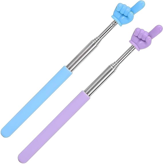 2 PCS Finger Pointer Stick, Pointy Finger Stick, Hand Pointer Stick, Telescopic Teacher Pointer, for Elementary School Kindergarten Teacher(Blue, Purple 21-68.5cm)