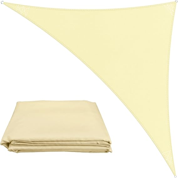 Triangle Sun Sail Shade Waterproof 4x4x5.7m - Outdoor Sun Shade Canopy with UV Protection for Backyard, Pool, Patio & Garden Activities and Family Use (Light Yellow)