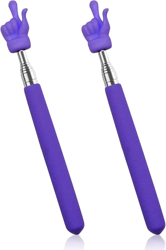 2 Pcs Telescopic Teacher Pointer Stick, Extendable Pointer Teacher Pointers for Classroom, Retractable Hand Pointer Finger Pointer Stick Elementary School Kindergarten Teacher Supplies (Purple)