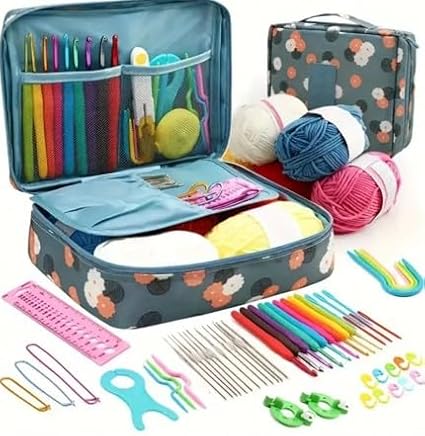 Crochet starter set for beginners, complete with thread, needle and bag, DIY knitting kit