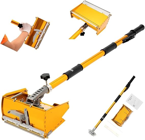 Plasterboard Wall Finishing Tool Kit 26cm Flat Box Trowel Corner Roller with Adjustable Handle 105-168cm 5 Rod Adjustable Gears Double Spring Plate