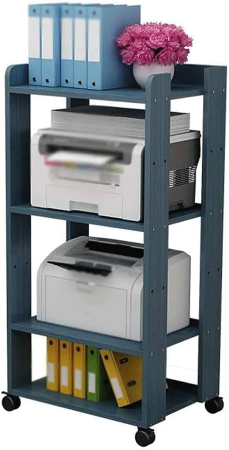 Printer Table 4 Tier Printer Stand Fax Stand on Wheels Open Shelves Mobile Printer Cart for Home and Office Floor-Standing Printer Shelf Easy to use
