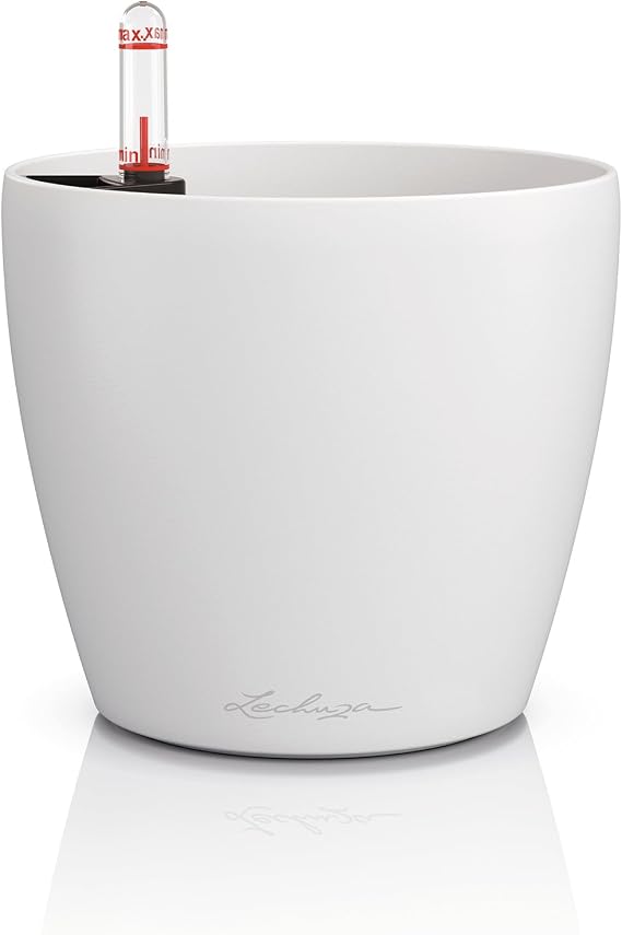 LECHUZA Automatic Watering System Planter, 11 in, White, Classico
