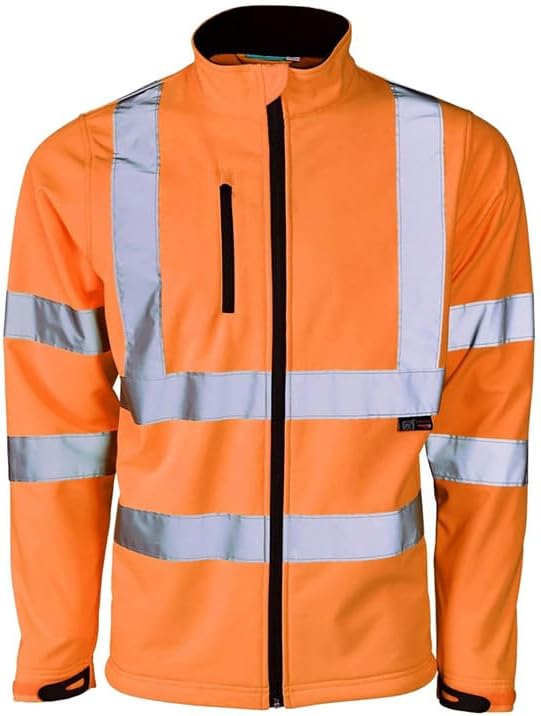Mens Softshell Jacket Hi Vis Viz High Visibility Reflective & Plain Water Resistant Shower Proof Rain Repellent Windproof Safety Site Coat Workwear Builder Soft Shell Work Wear Warm Top
