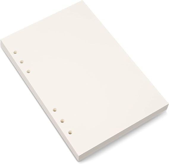 A5 Refill Paper, 6 Hole Punched, Blank Paper Refills for A5 Planner Binder Journals, 80 Sheets/160 Pages, 5.6x8.3 Inch, Beige