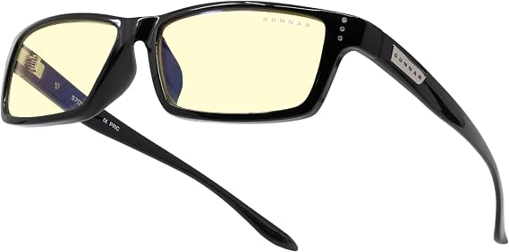 Gunnar Gaming and Computer Eyewear - Riot, Frame Colour: Onyx, Lens Tint: Amber (Blocks 65% Blue Light & 100% UV Light) - Blue Light Blocking Glasses - Patented lens - Reduce eye strain & dryness