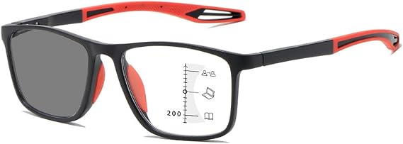 Progressive Multifocus Reading Glasses Blue Light Blocking Multifocal Computer Readers(Black/Red,2.5 x)