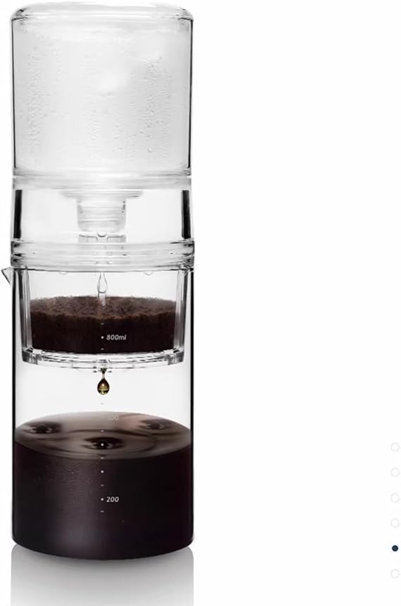 Cold Brew Coffee Maker with 600ml Glass Carafe, 3X-Speed Ice Drip Design, Adjustable Water Flow, Makes 2-4 Cups of Coffee or Tea