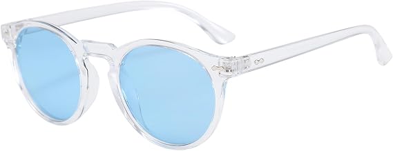 Long Keeper Retro Round Polarised Sunglasses Mens Womens Small Circle Sunglasses Classic Vintage Shades Unisex UV400 Protection Round Sun Glasses