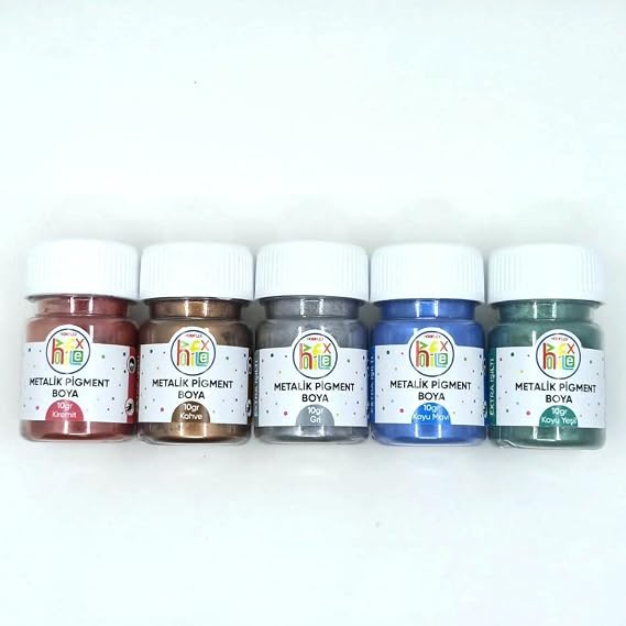 Hobİflex Epoksİ ReÇİne Metalİk Sedeflİ Pİgment Toz Boya Setİ (50 Gr) 5 Renk Set Fİyatidir
