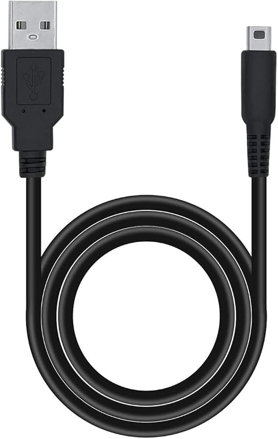 3DS Charger, Supports 3DS/3DS XL/2DS/2DS XL/DSi/DSi XL/3DSLL/DSiLL/2DS USB Charging Cable 3.9 ft 1.2 m Black Fast Charging Compact Design Durable Replacement