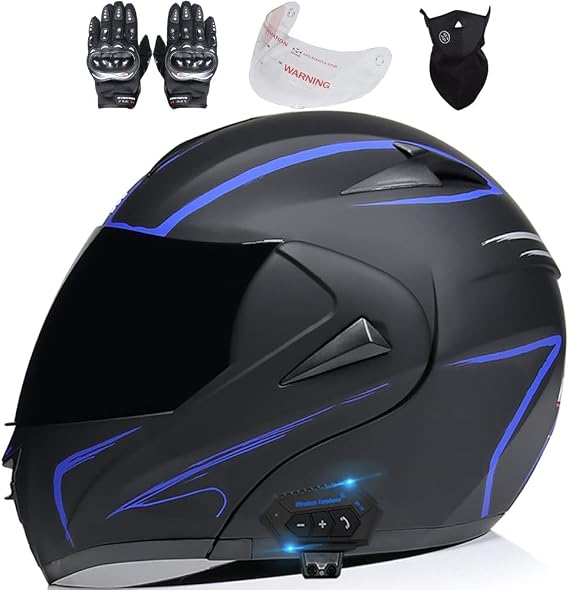 Bluetooth Flip Helmet Dual Sun Motorcycle Helmet Crotch Rocket Helmets for Men Casco para Motocicleta Bluetooth ECE Approved Dual Visor Anti-fog for Adult 55~62cm