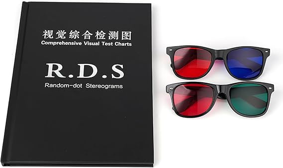 Comprehensive Visual Test Charts Book, RDS Screening Chart, Binocular Stereo Vision Comprehensive Test Chart Book, for Amblyopia Three-Level Visual Function Color Vision Test