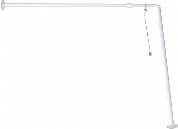 EVIDECO 2106100 Wall Mounted Adjustable L Shaped Corner Bath Curtain Rod 31.5 esW x 37" to 71" L - 80 x 94 to 180 cm Finish: White, 71 L x 1 W x H