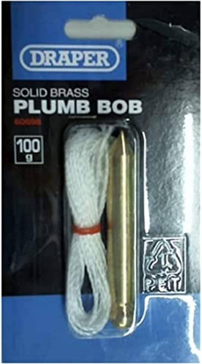 Draper 60698 Expert Brass Plumb Bob with 5m Nylon Line, 100g , Blue