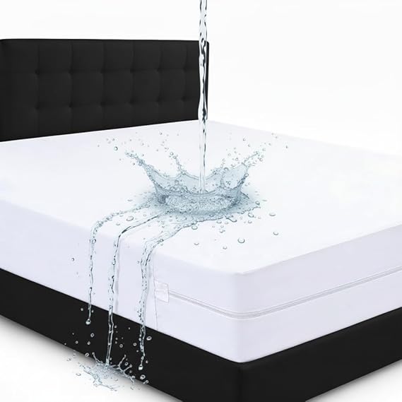 Waterproof Bed Bug Mattress Protector Double 137x190 cm | Anti Allergy Mattress Encasement with Secure Zip Closure | 30 cm Deep Zipped Mattress Protector, Hypoallergenic & Noiseless 6-Sided Protection