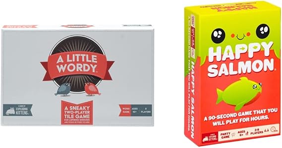 A Little Wordy by Exploding Kittens - Card Games for Adults Teens & Kids - Fun Family Games & Happy Salmon by Exploding Kittens - Card Games for Adults Teens and Kids - Fun Family Games