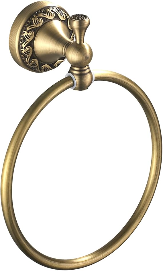 Flybath Round Towel Ring Brushed Brass Antique Wall Mounted For Bathroom