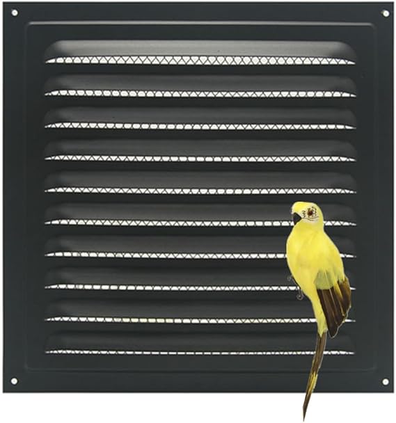 Square Ventilation Grille, Black Metal Square Ventilation Grille Stainless Steel Air Vent Cover for Efficient Home Ventilation (20x20cm)