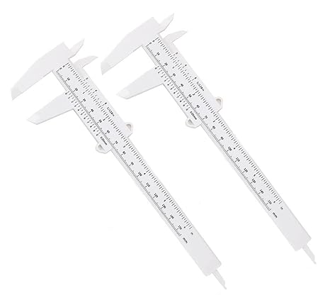 Plastic Vernier Caliper Gauge,2 PCS 150mm 6 Inch Calipers Measuring Tool Vernier Measuring Eyebrow Caliper Micrometer Measurement for Precision Measurements Outside Inside Depth