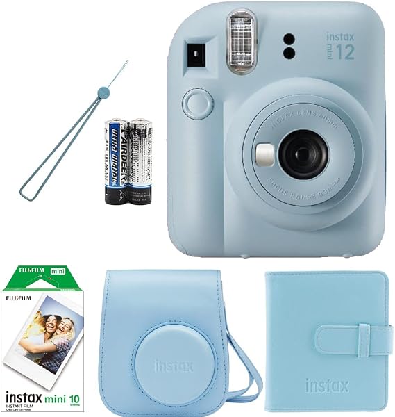 Instax Fujifilm Mini 12 Fotoğraf Makinesi+Çanta+Askı+pil +10'lu film+Albüm (MAVİ)
