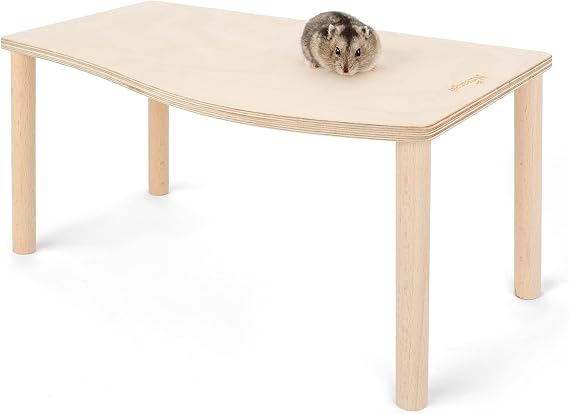 Niteangel Hamster Play Wooden Platform for Dwarf Syrian Hamsters Gerbils Mice Degus or Other Small Pets (Birchwood, Wave - 7" Height)