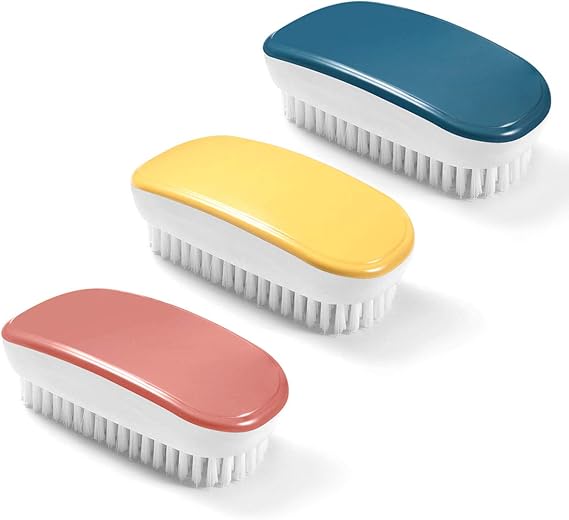 XGzhsa Soft Clothes Brush, Clothes Scrubbing Brush, 3-Piece Colorful Handheld Cleaning Brush for Clothes, Shoes, Carpets, Kitchen Sink, Bathroom Bathtub (Yellow, Red, Blue)
