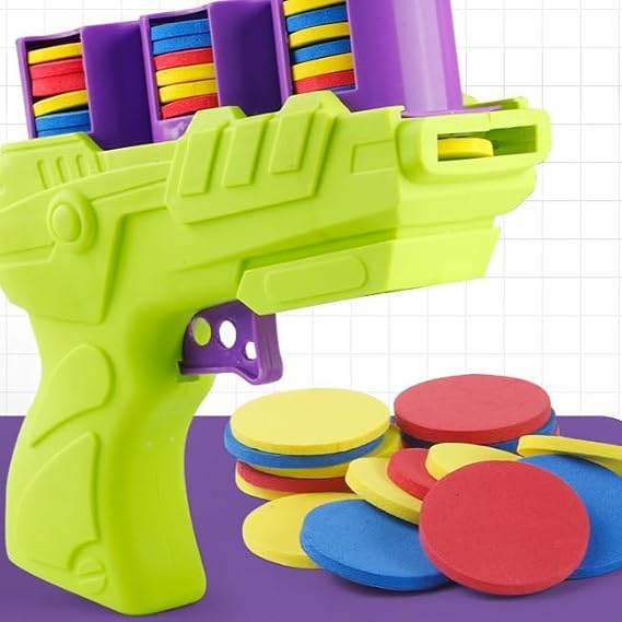 Soft Bomb Gun, Toy Sponge Gun, Toy Gun, Includes Approximately 30 Pieces, Frisbee, Kids, Pets, Curiosity, Easy Operation Light Green