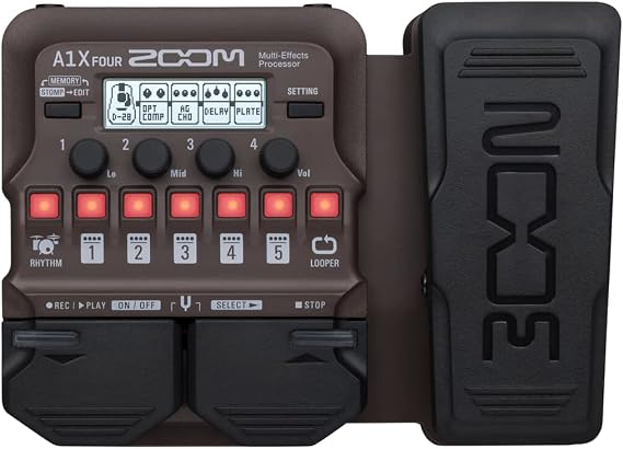 ZOOM A1X FOUR Acoustic Instruments Multi-Effects Expression Pedal – Ideal for guitar, saxophone, violin, with looper, drum machine, and over 90 effects