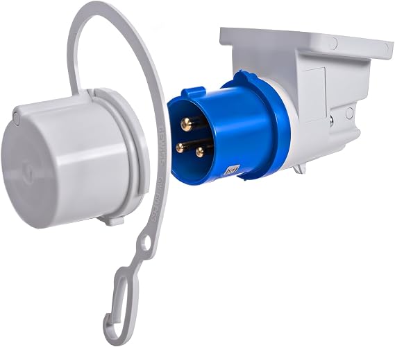 BITS4REASONS Maypole Caravan Inlet Socket with Cap - 230V 16A. Caravan Plug Adapter Exterior Socket with Waterproof Socket Cover. Caravan Trailer Accessories & Motorhome Accessories.