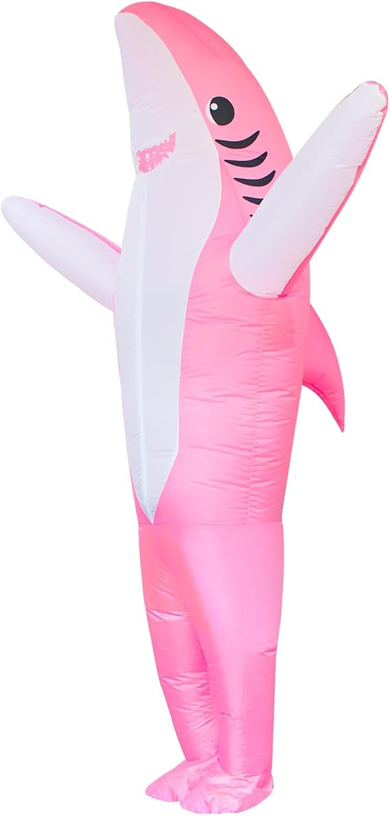Poptrend Inflatable Shark Costume for Adult, Halloween Costumes Men Women Blow up Costumes Funny Fancy Dress Party Costumes for Christmas Halloween Easter Suit Costume (Blue)