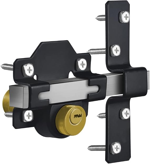 Long Throw Gate Lock, 50mm, Double Locking, Stainless Steel, Gate Lock for Wooden Gates, 5 Keys