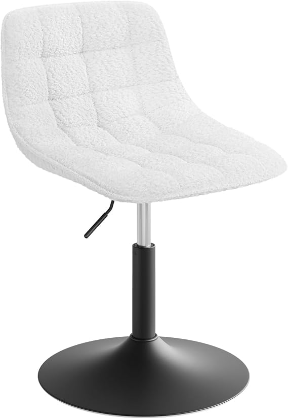 WOLTU Dressing Table Stool, Swivel Vanity Chair, Chenille, White