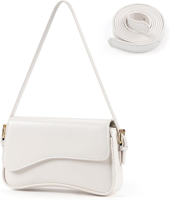 Etercycle Shoulder Bag for Women, Clutch Purse PU Leather Crossbody Bag with 2 Adjustable Straps and Zipper Closure Handbag Y2K Trendy Hobo Bag