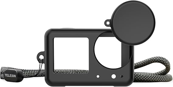 DJI Osmo Action 5 Pro Silikon Kılıf + Lens Koruyucu + Güvenlik Kordon İpi (Osmo Action 3/4/5 Pro Uyumlu)