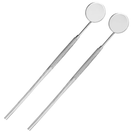 SS INSTRUMENTX Dental Mirror with Handle Tooth Mirror Dental Stainless Steel Dentist Tools for Teeth Cleaning (Silver 1 Count (Pack of 2))