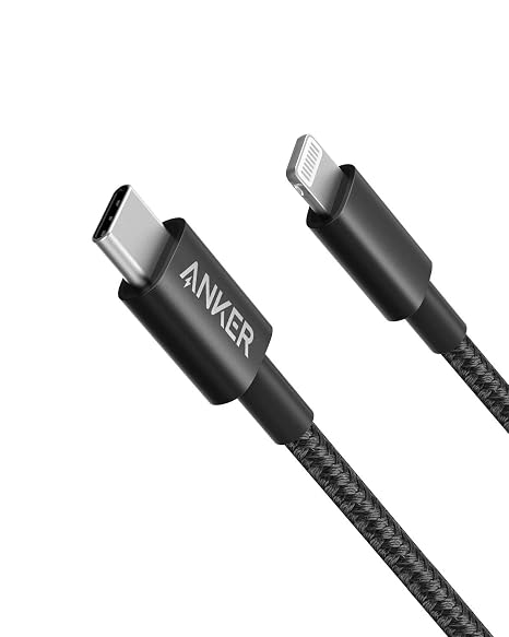 Anker USB C to Lightning Cable New Nylon (6ft, MFi Certified) for iPhone 14/14 Pro/13/13 Pro/12 Pro Max /12/11 /X/XS/XR/ 8 Plus/AirPods Pro, Supports Power Delivery (6ft, Black)