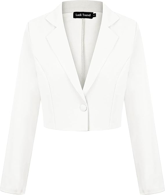 Womens Cropped Blazer One Button Jacket Blazers Notched Lapel Casual Elegant Classic Long Sleeve Workwear Lapel Suit