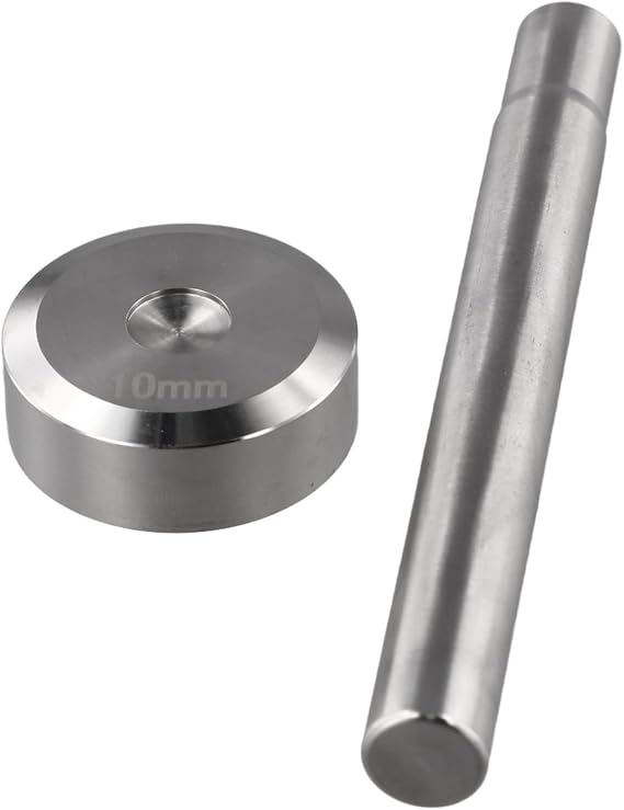 Niceminiwall Double Cap Rivet Setting Tool Kit with Punch and Base, Steel Hand Tool for Leather Craft DIY Projects, Compatible with Single and Double Cap Rivets in 6mm, 8mm, 10mm Ap(10mm)