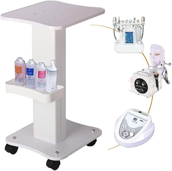 Beauty Trolley on Wheels, 2 Tiers Aluminum Salon Trolley Cart